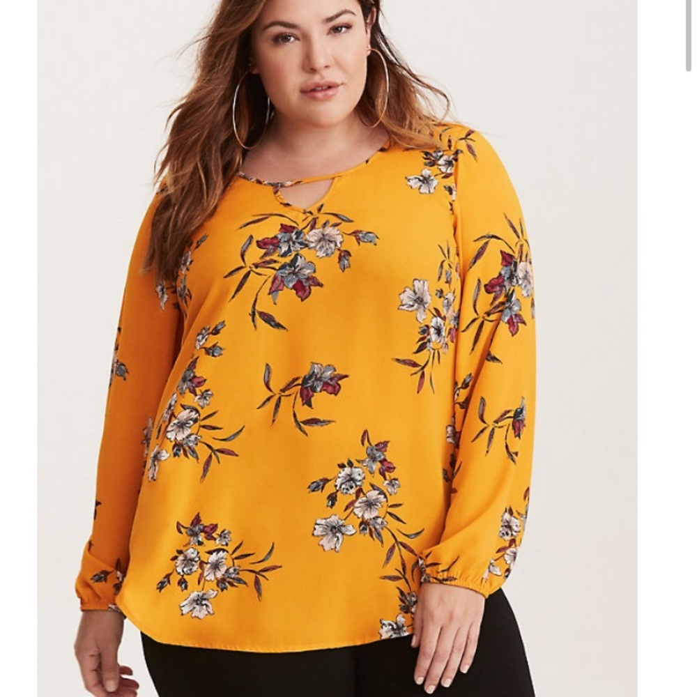 Torrid Floral Print Georgette Keyhole Top
